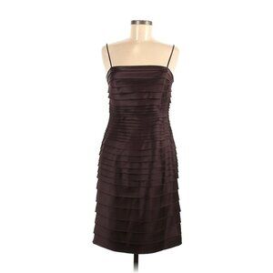 JS Collection Sleeveless Pleated Cocktail Knee length Dress in Brown Satin Size